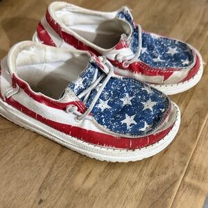 Hey Dude Kids Red White Blue Moccasins